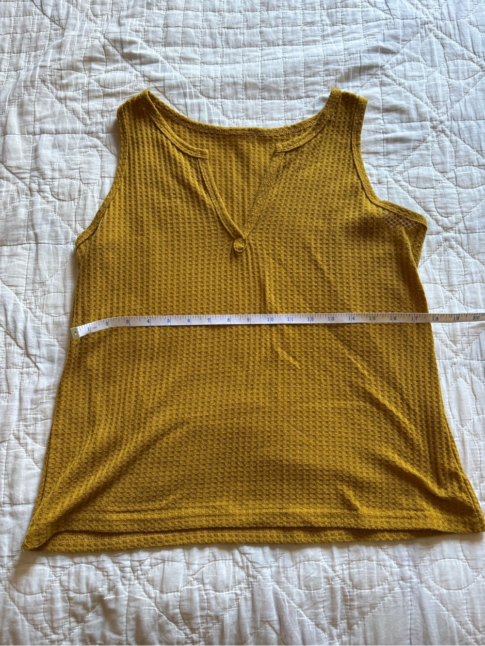 Sleeveless Waffle Knit Tank Top in Mustard